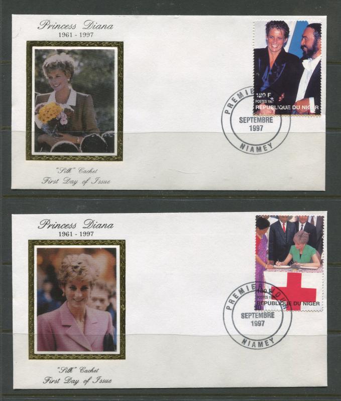 STAMP STATION PERTH Niger #944-947 FDC X 20 Full Set Princess Diana Silk Cachet