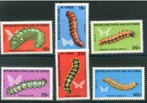 Congo Scott 251-56 MNH! Caterpillars!