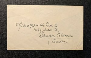 1949 Begum Bagh Meerut India Cover to Denver Colorado Reverse Franked