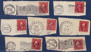 USA - ca. 1908 - Scott type A139 - used on 7 pieces - various postmarks