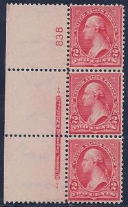 MALACK 279B F/VF OG NH, plate strip of 3, nice cente..MORE.. gg0010