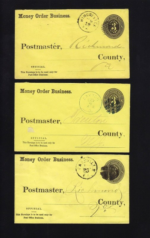 UO7 - 3 USED Money Order Business OFFICIAL Envelopes