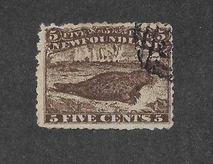 Newfoundland Sc # 25   5c brown seal  used Forgery  VF