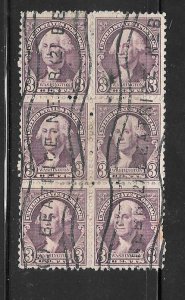 #720 Used block of 6 Beatrice Nebraska 10 Cent Collection / Lot (my3)