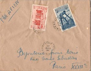 French West Africa 4F Dahomey Laborer and 10F Djenne Mosque, French Sudan 194...