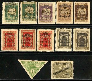 Fiume #165, 184-88, P4 ~ 12 Stamps, 7 Different ~ Unused, MX  (1920-24)