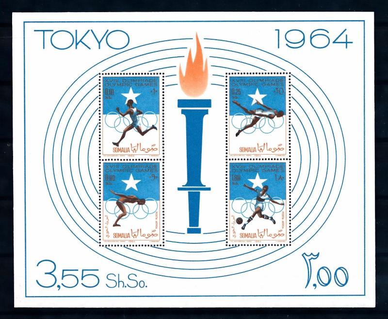 [65838] Somalia 1964 Olympic Games Tokyo Athletics Swimming Sheet MNH