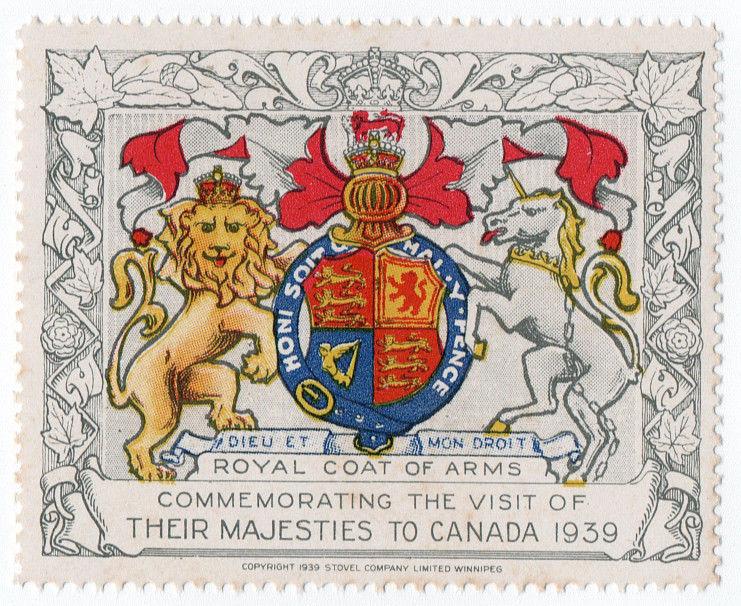 (I.B) Canada Cinderella : Royal Visit 1939 (Coat of Arms)