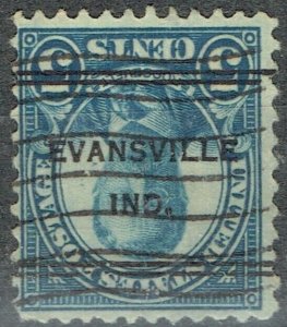 US 1926 5c Roosevelt with inverted DLE precancel from EVANSVILLE IN (637-247)!!