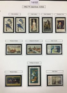 MOMEN: US STAMPS 1962-1975 AMERICAN ARTISTS MINT OG NH COLLECTION LOT #14102