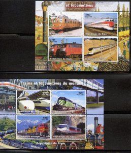 Niger 1998 Trains and Locomotives  6 Sheetlets (4) + 3 S/S YT# 1223/46+103/5 MNH