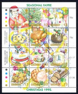 Guernsey Sc# 508 MNH Sheet/12 1992 Christmas