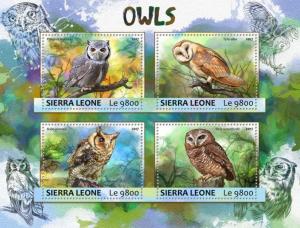 SIERRA LEONE 2017 SHEET OWLS BIRDS srl17305a