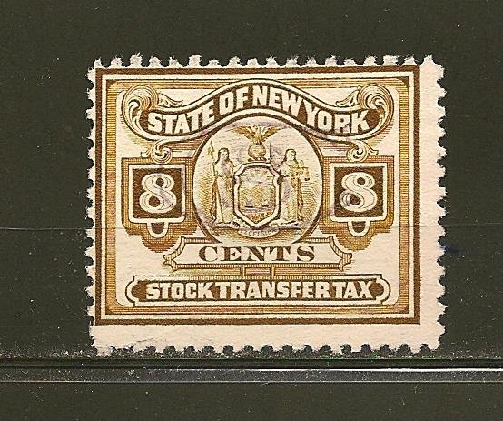 USA State of New York 8 Cents Stock Transfer Tax Stamp Used