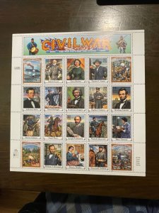 US SCOTT 2975 Sheet 32¢ Civil War, (2) P# S1111, MNH- Superb