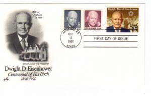 US 2513 25c Eisenhower (34th President) single on FDC Artcraft Cachet ECV $10.00