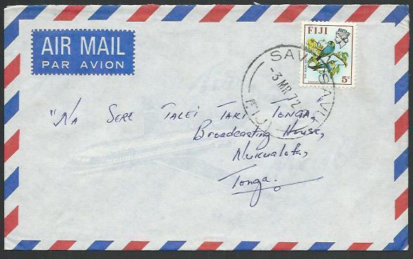 FIJI 1972 airmail cover to Tonga - SAVU SAVU cds...........................61775