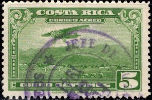 Costa Rica; 1934: Sc. # C15: Used Single Stamp