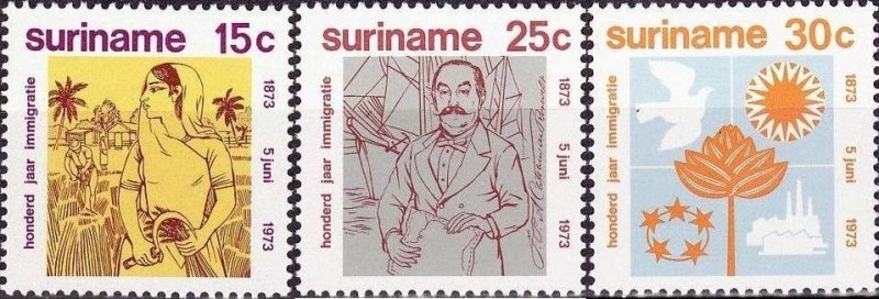 Suriname 1973 MNH Stamps Scott 402-404 Immigration from India Agriculture Rice