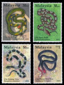 Malaysia 2002 Snakes Scott #865-868 Mint Never Hinged