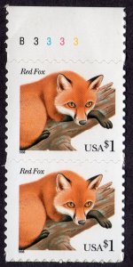 Scott #3036 Red Fox Vertical Pair of Stamps - MNH w/Selvage