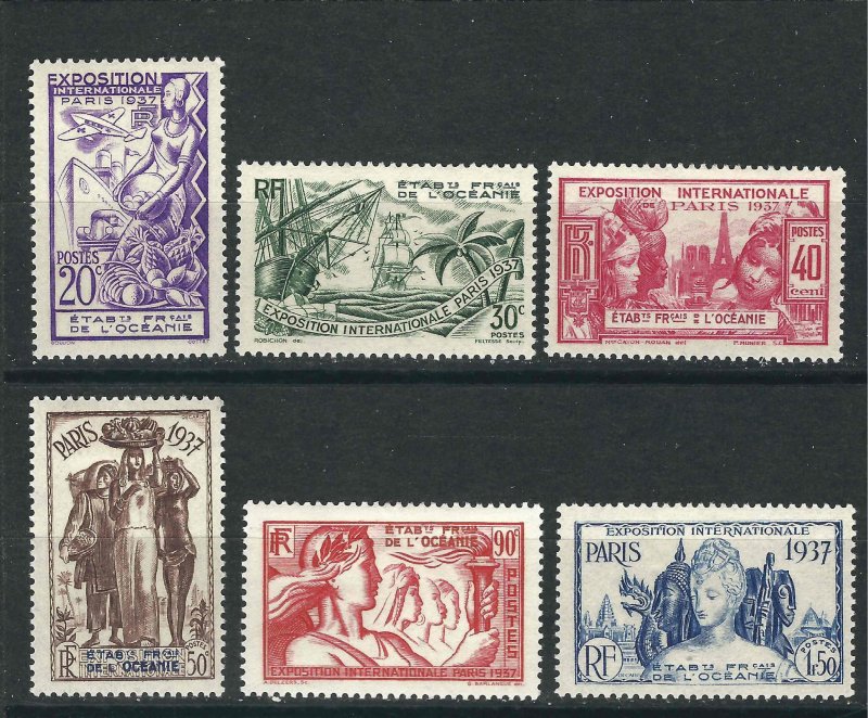 French Polynesia 117-22 Y&T 121-26 MLH VF 1937 SCV $24.00