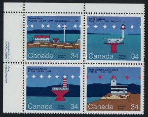 Canada 1066a TL Plate Block MNH Lighthouses