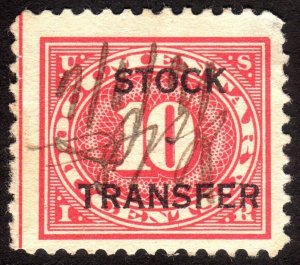 1918, US 10c, Stock Transfer, Used, Sc RD5