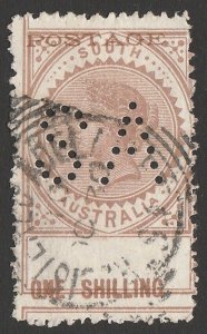 SOUTH AUSTRALIA 1902 QV Thin Postage 1/- SA, misplaced POSTAGE & ONE SHILLING.