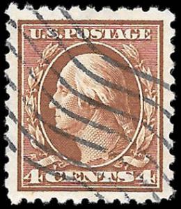 1914 US SC # 427 FVF 74 JUMBO USED NH ng MACHINE  CANCEL - SOUND-W/CERT