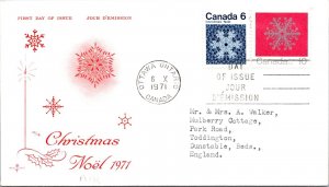 Canada 1971 FDC - Christmas Noel - Ottawa, Ont - Pair - J4018