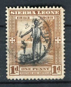 SIERRA LEONE; 1933 early GV Anniversary issue used Shade of 3d. value