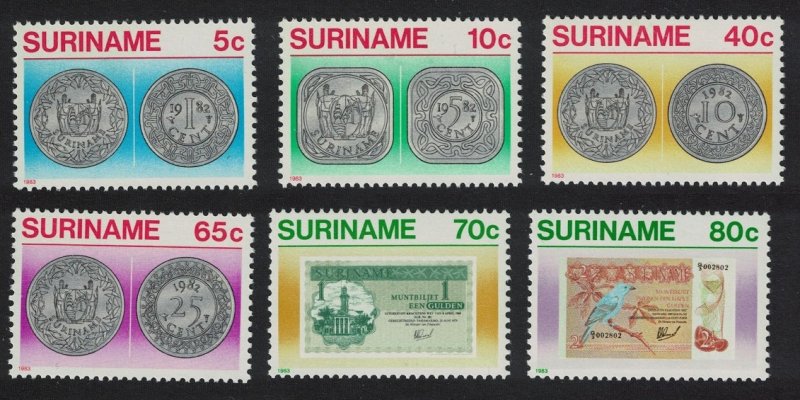 Suriname Coins and Banknotes 6v 1983 MNH SG#1129-1134