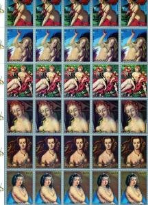 Paraguay 1973 FLEMISH PAINTINGS Strip (7v)+label Perforated Mint (NH)