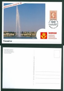 Norway. Card 1990.  Geneve 90 Geneve, Switzerland. 10 Kr. King Olav V.