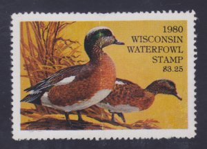 State Hunting/Fishing Revenues: WI - 1980 Duck Stamp  WI-3 - MNH