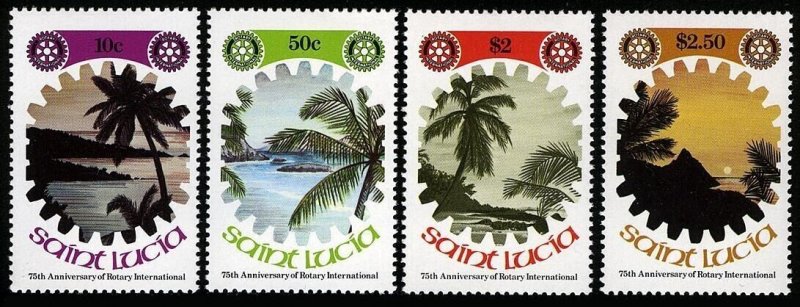 St Lucia 521-525, MNH. Mi 519-522,Bl.25. Rotary Intl,75, 1980. Yachts,Landscapes