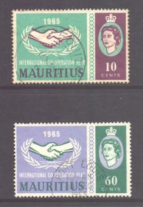 Mauritius Scott 293/294 - SG334/335, 1965 Co-operation Year Set used