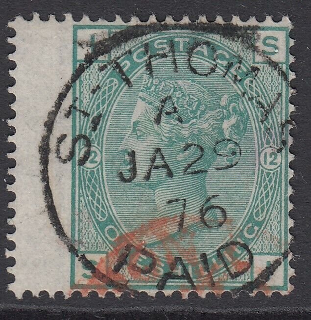 SG 150 1/- green plate 12. Very fine used with an upright St Thomas CDS &... 