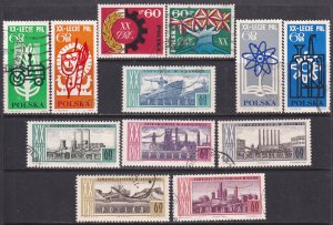 Poland 1964 Sc 1244-55 Sulphur Mine Oil Refinery Cement Factory Metal Stamp CTO