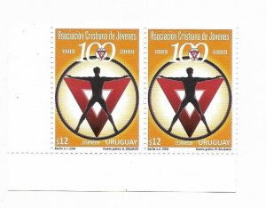 URUGUAY 2009 CHRISTIAN YOUTH ASSOCIATION ANIVERSARY EMBLEM PAIR MINT NH