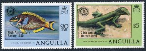 Anguilla 389-390, MNH. Michel 387-388. Rotary Intl,75th Ann. Parrot-fish,Lizard.