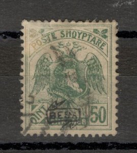 ALBANIA - USED STAMP, 50 Q - OVERPRINT - TYPE II - 1922.