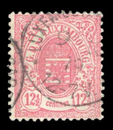 Luxembourg #35 Cat$27.50, 1876 12 1/2c carmine rose, used