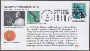 USA # 3186b FDC of NOBEL LAUREATE DR SELMAN WAKSMAN STAMP FROM MILLENNIUM SHEETS