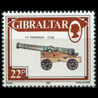 GIBRALTAR 1987 - Scott# 516 Artillery 22p NH