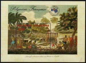 Fr Polynesia C211,MNH-folded.Mi Bl.10. AUSIPEX-1984,Local traditions,engraving.