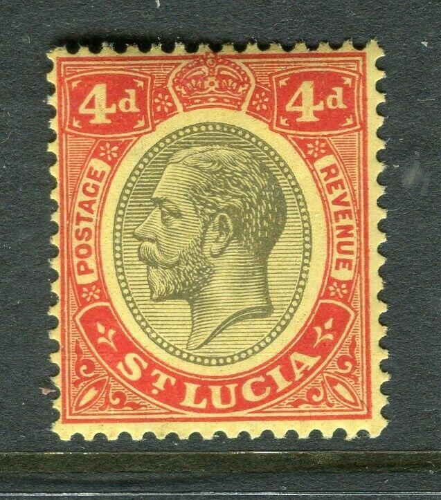 ST.LUCIA; 1921 early GV issue fine Mint hinged Shade of 4d. value