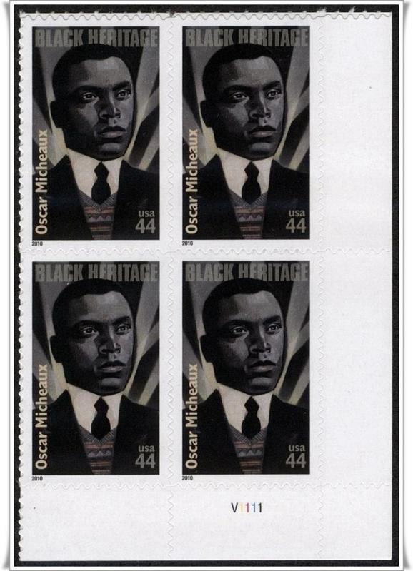 SC#4464 44¢ Oscar Micheaux Plate Block: LR #V1111 (2010) SA