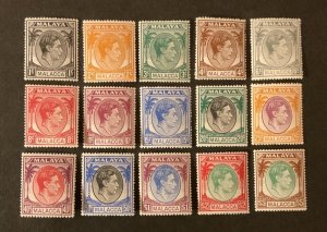 Malaya-Malacca Scott #3-17  hinged